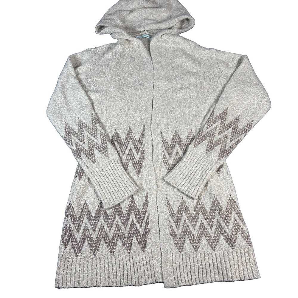 Maurices Cardigan Sweater Hooded Open Front Beige Brown Aztec Womens size Large